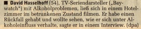 Standard-Artikel über David Hasselhoff